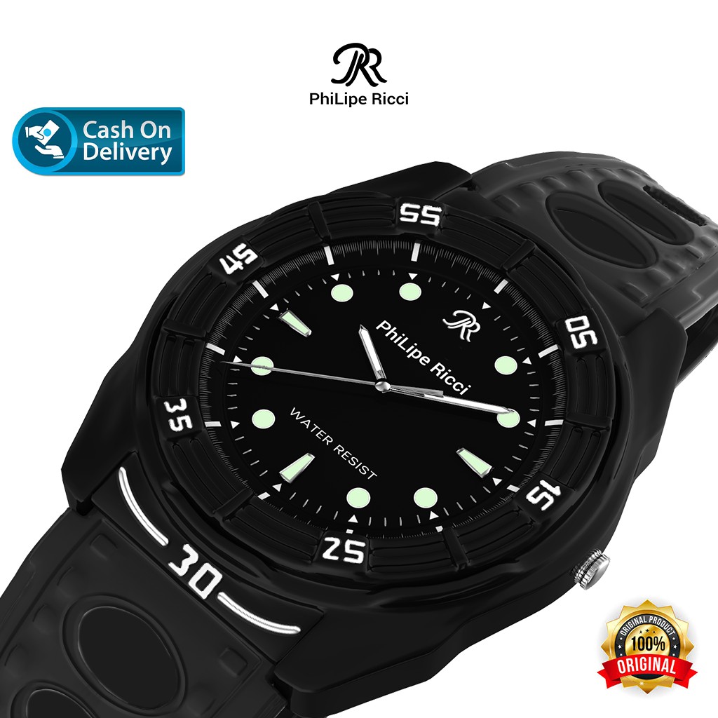 PhiLipe Ricci Jam Tangan Pria Analog Karet Original Rubber Sport B8