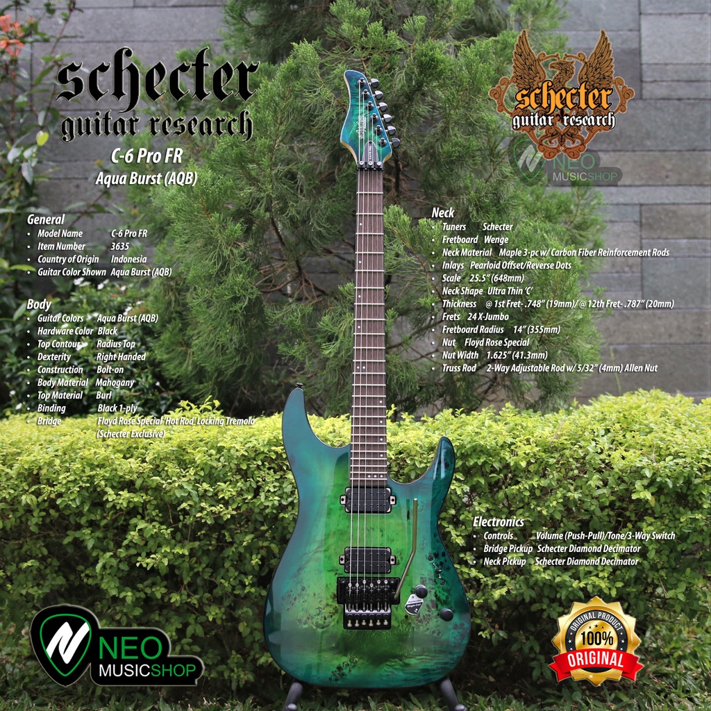 Schecter C-6 Pro FR Aqua Burst