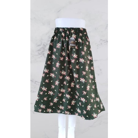 Korean Midi Skirt flower/Rok Panjang Wanita