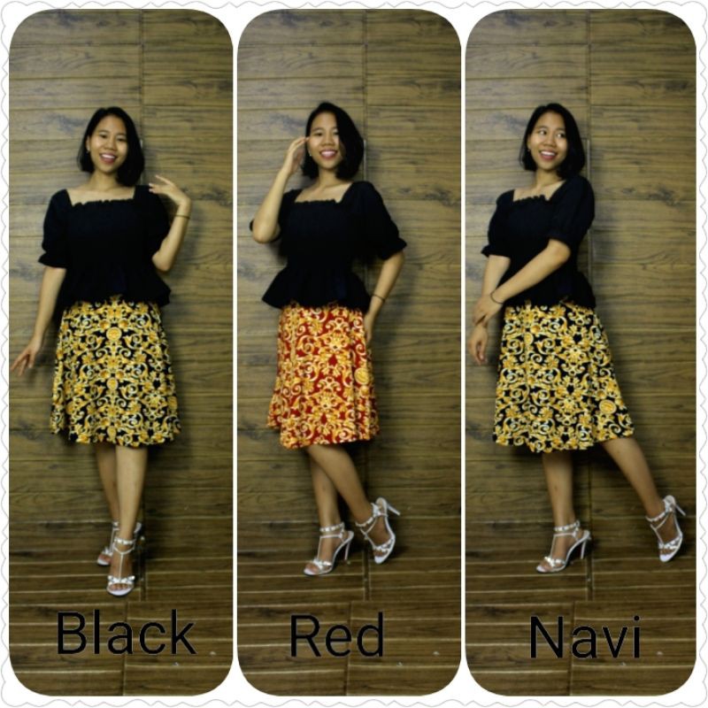 toyali rok payung pendek midi skirt jumbo batik wanita