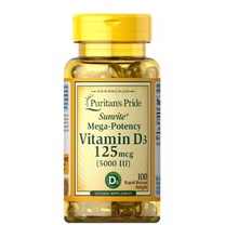 VITAMIN D3 5000 IU (125mcg) PURITAN’S PRIDE MEGA-POTENCY 200 SOFTGEL ORIGINAL USA