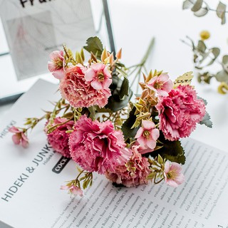 1 Buket Bunga Carnation Model Imitasi Bahan Sutra untuk 1 Buket Bunga Carnation Model Imitasi Bahan Sutra untuk