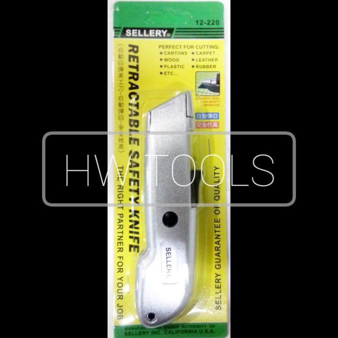

[[BISA COD]] RETRACABLE SAFETY KNIFE / UTILITY KNIFE / PISAU CUTTER SELLERY 12-220
