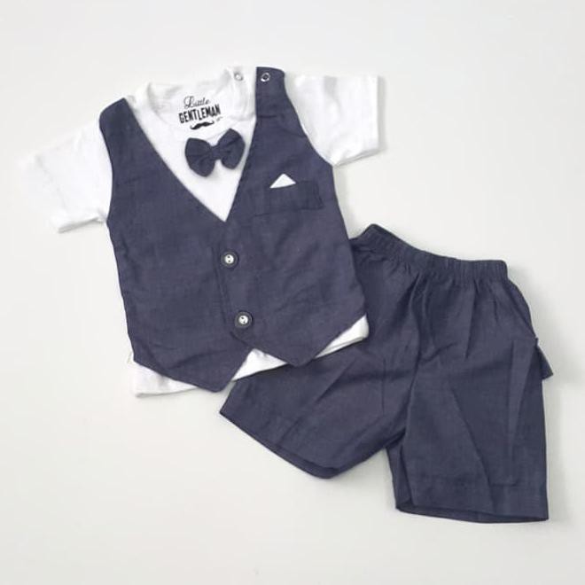 Baju Bayi Setelan Jas/Tuxedo Pesta/Kondangan Anak Laki-Laki Cowok - Size M, Hitam