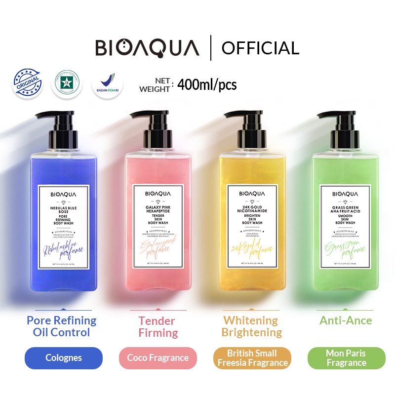 BIOAQUA Perfume Body Wash Sabun Mandi Cair 400ml Long Lasting Fragrance Brightening