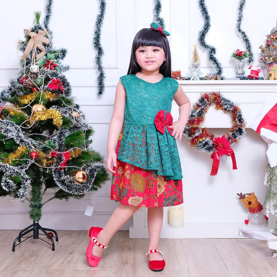 LOLLYLALYTHA - ARABELLE DRESS NATAL ANAK PEREMPUAN / BAJU NATAL COUPLE MOM KIDS / BATU NATAL ANAK PE