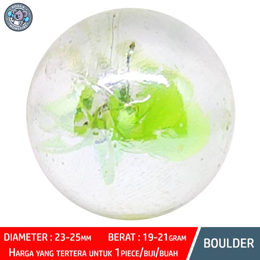 BOULDER Kelereng Gundu Green Confetti Cat Eyes Marble Balap Belimbing