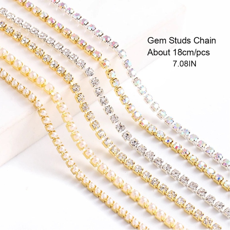 Siy 6pcs Rantai Berlian Imitasi 3d Bahan Metal Warna Silvergold Untuk Dekorasi Nail Art