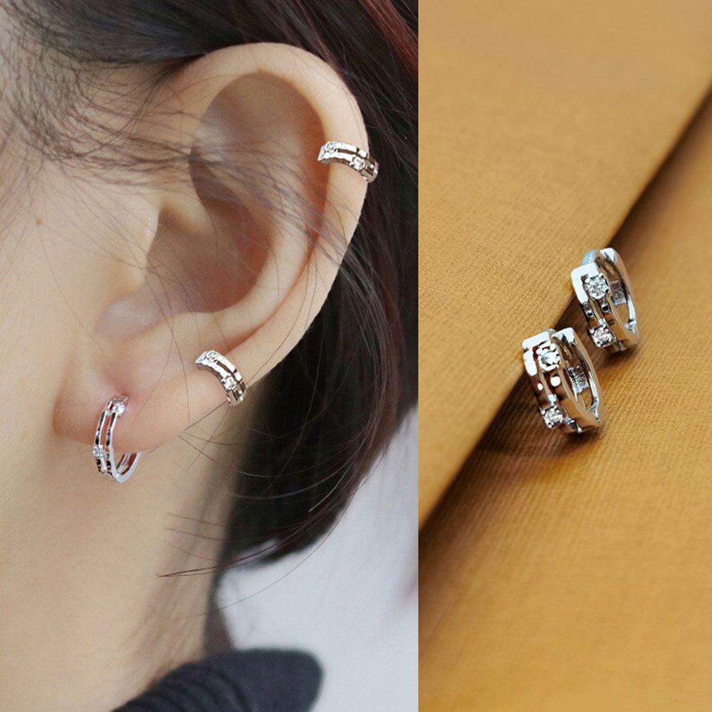 Anting Hoop Nanas Sederhana Tindik Tulang Rawan Perhiasan Hypoallergenic Cubic Zirconia