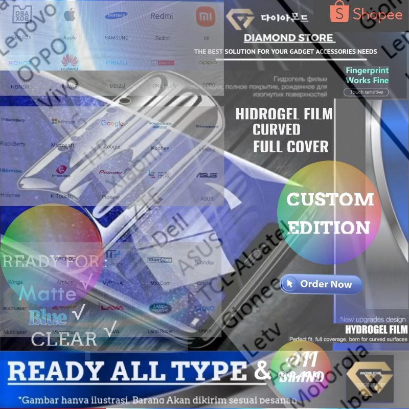 NEW!!! SPECIAL EDITION !! PAKET HIDROGEL DEPAN BELAKANG SEMUA TIPE HP TAB TABLET PAD IPAD LENGKAP 99% / HYDROGEL CUSTOM FRONT &amp; BACK SCREEN PROTECTOR ALL BRAND AND ALL TYPE MATTE BLUE CLEAR &amp; ANTI SPY PRIVACY VARIAN SKIN GUARDS ORDER NOW!