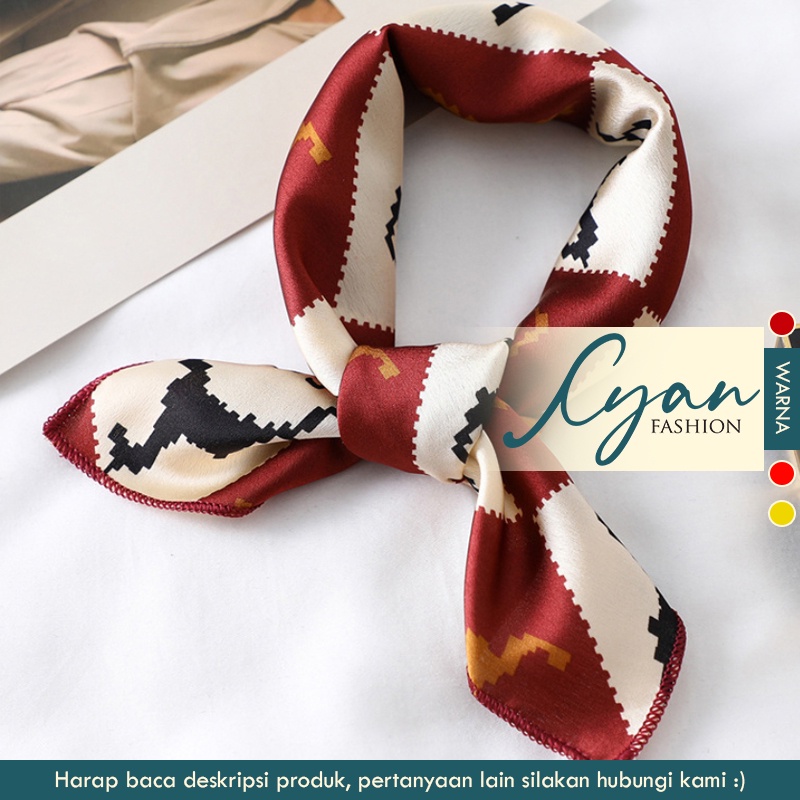 &quot;Pixy&quot; 50x50 cm Mini scarf, Scarf Leher, Scarf Tas, Bahan Silk Immitation