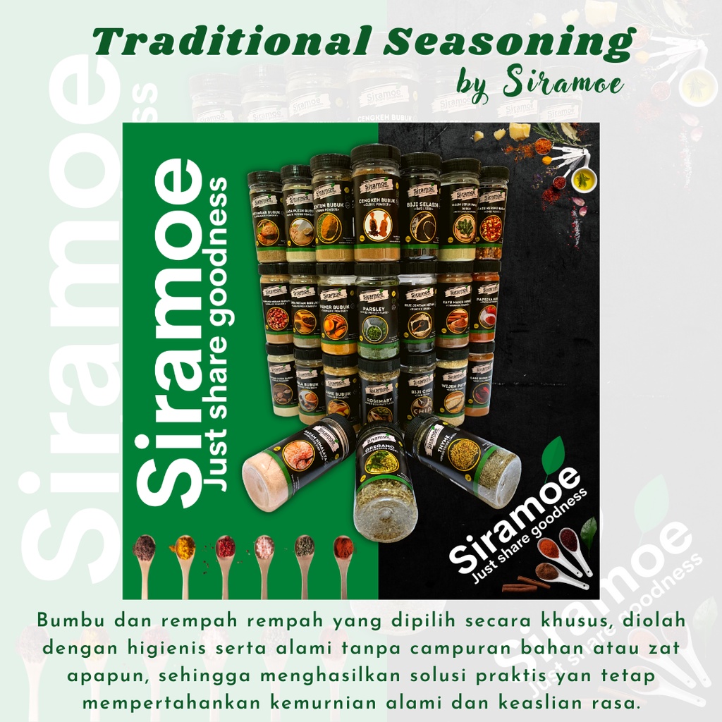 

Rempah Bumbu Dapur Premium - Bubuk Kunir / Kunyit / Jahe / Lada Hitam / Lada Putih / Kayu Manis / Basil / Pala / Bawang Putih / Jintan / Jinten / Cengkeh / Cabe / Paprika / Merica / Bawang Merah / Garam Himalaya / Parsley / Oregano / Rosemary / Thyme