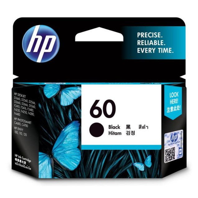 CARTRIDGE HP 60 BLACK / TINTA CATRIDGE HP60 HITAM ORIGINAL - RESMI