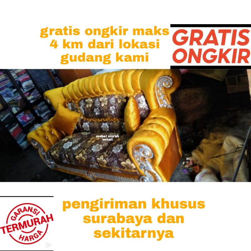 (PROMO) Sofa Konglomerat Mewah Set 3 2 1/ Sofa Jaguar Jumbo + Meja
