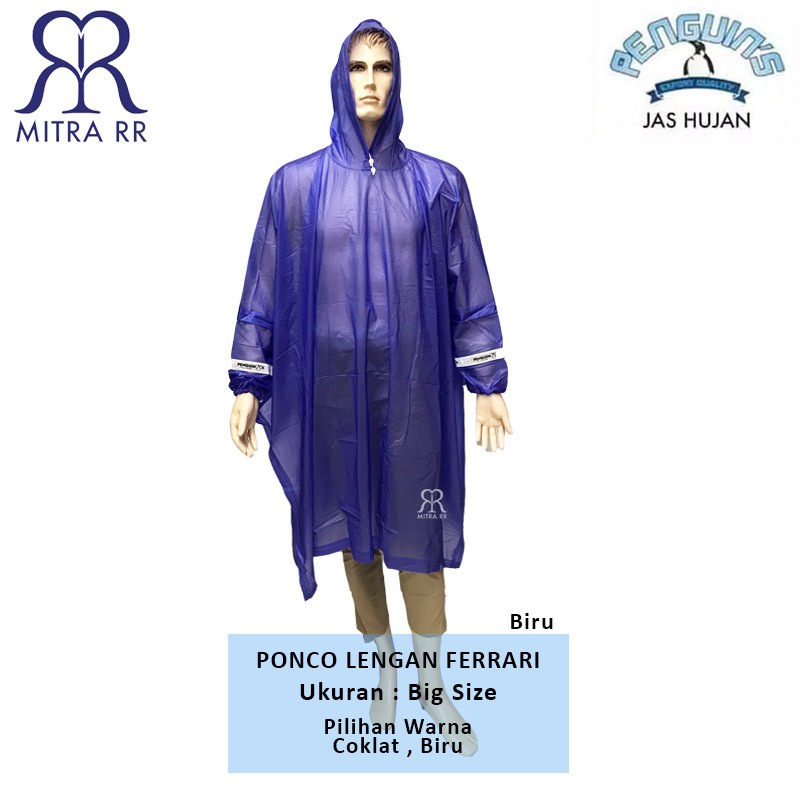 Jas Hujan Stelan Penguins Ferrari Raincoat Karet PVC Jaket Celana dan Ponco