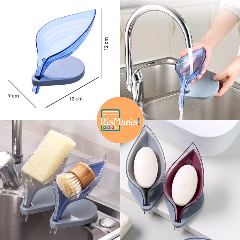 LEAVES SHAPE SOAP HOLDER - Tempat Tatakan Wadah Sabun Batang Spons Cuci Piring Wastafel Toilet Dapur