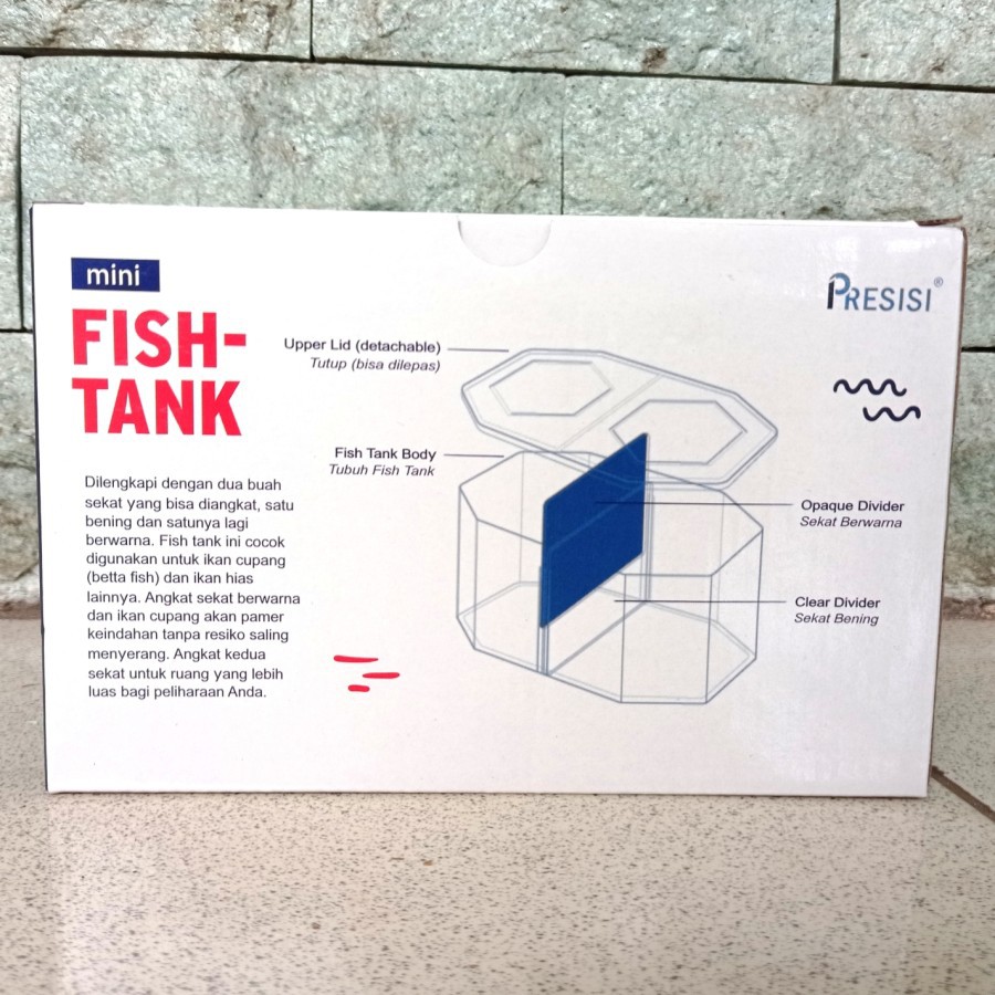 AQUARIUM ACRILIC SOLITER CUPANG PRESISI / P: 19cm / MINI TANK / MINI FISH TANK DOUBLE