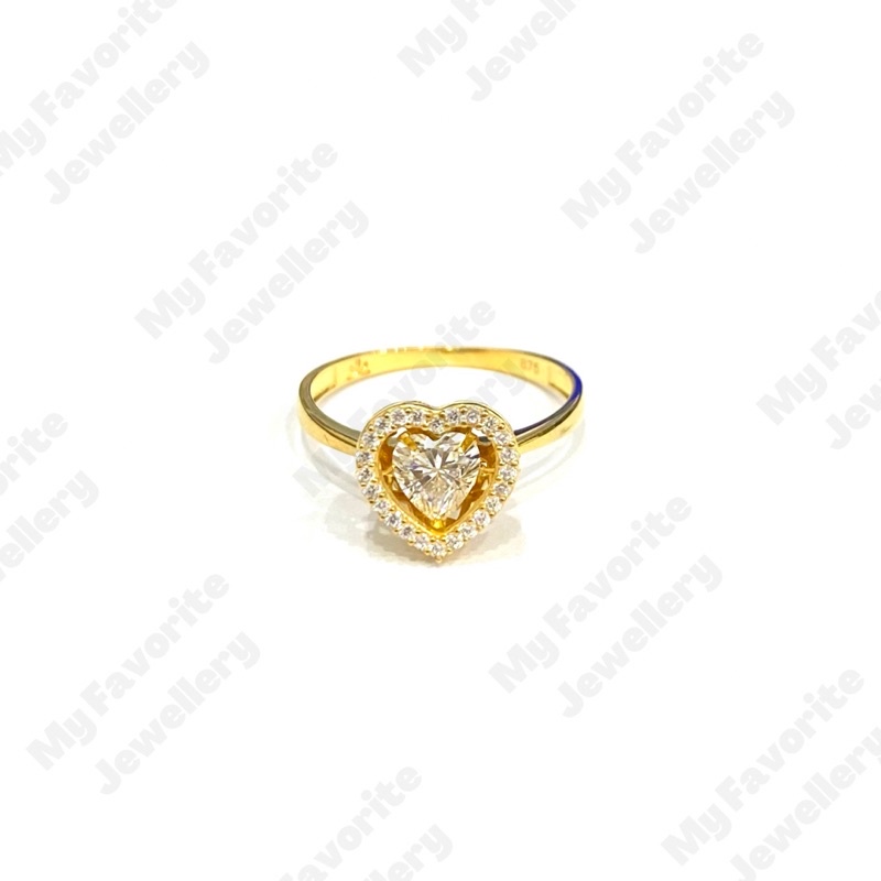 Cincin Dancing Stone Hati Uk12 Uk14 Emas Asli Kadar 875