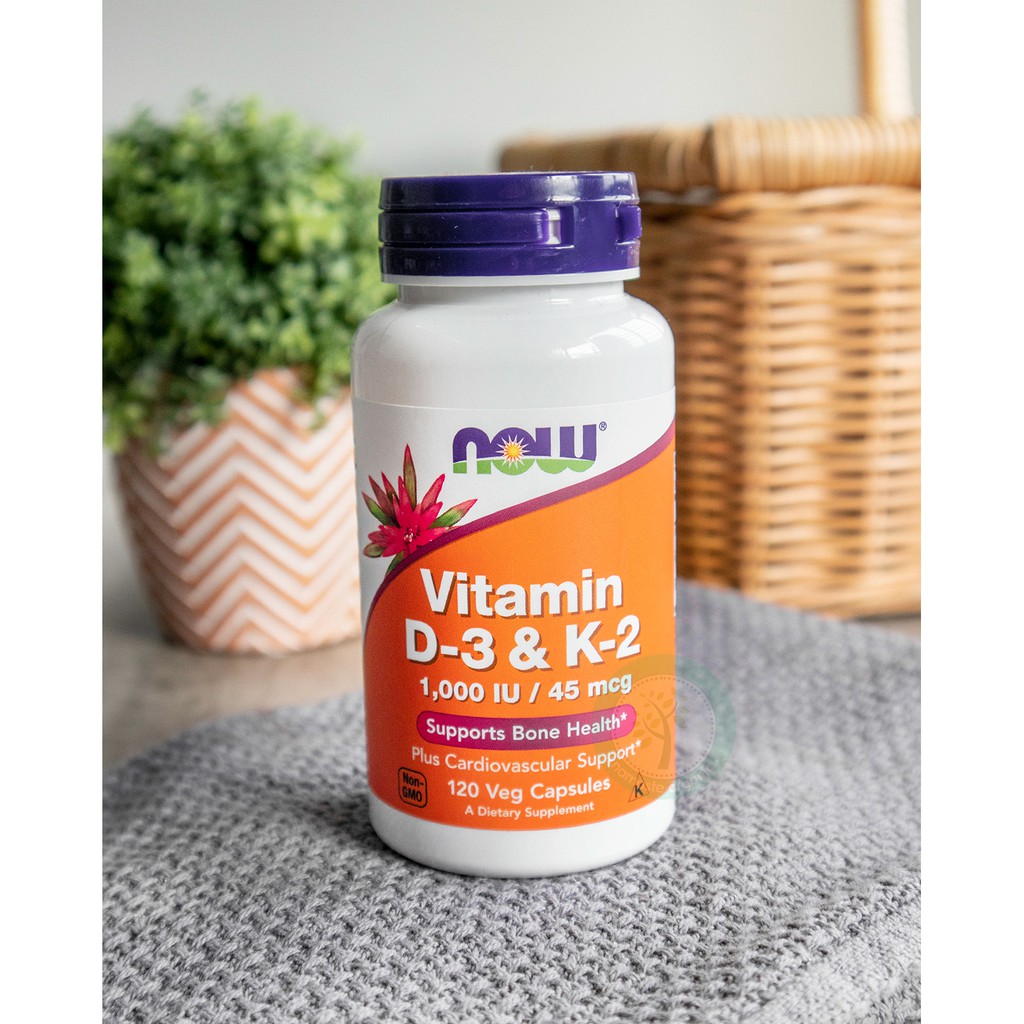 NOW FOODS VITAMIN D3 DAN K2 1000 IU 45 MCG - 120 VEG CAPSULES