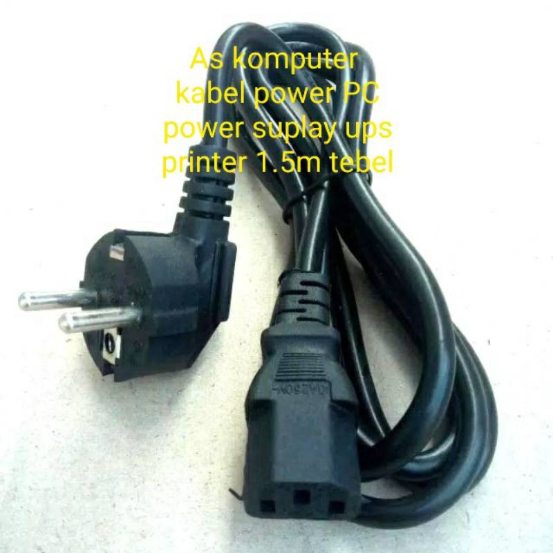 Kabel Power komputer CPU Power Supply PC Printer Laser Jet UPS Stabilizer Lubang 3 / 3Hole Tebel