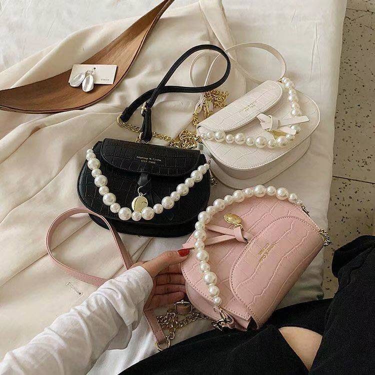 ZC 2943 RISCE TAS SELEMPANG TALI MUTIARA IMPORT WANITA CEWEK PEREMPUAN JAKARTA BATAM FASHION MURAH