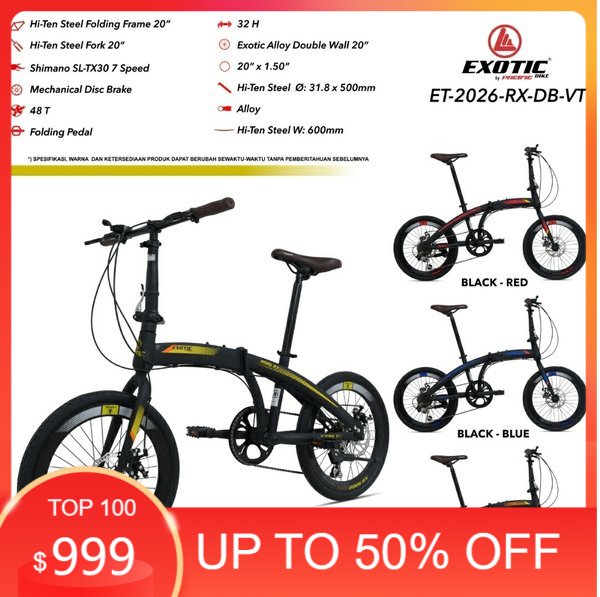 Sepeda lipat 20 inch Exotic 2026 RX DB VT 7 speed