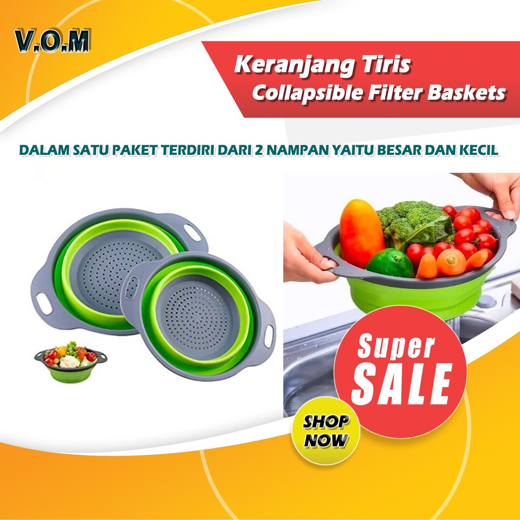 VOM Keranjang Tiris Cuci Sayur Buah Collapsible Filter Baskets 0590