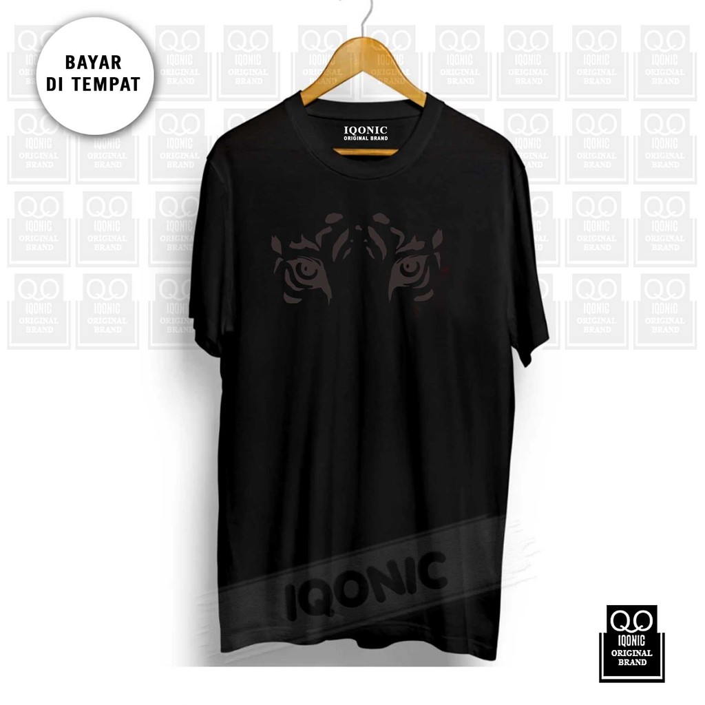 Brother Store Kaos Distro Pria - Cewek Cowok - Eye Tiger  Text Putih Hitam