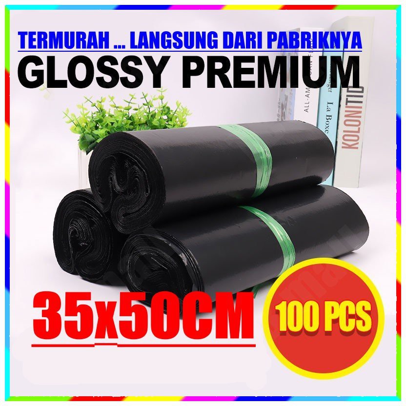 35x50 CM PLASTIK PACKING POLYMAILER PE BUNGKUS BARANG OLSHOP ONLINE SHOP KANTONG PLASTIK HITAM