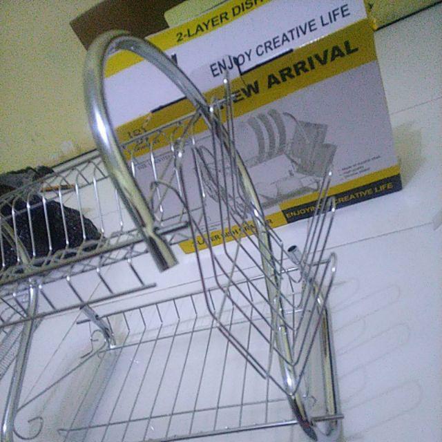 [ Cod ]  Rak Piring Stainless 2 Susun Murah - Rak Peralatan Dapur 2 Tingkat