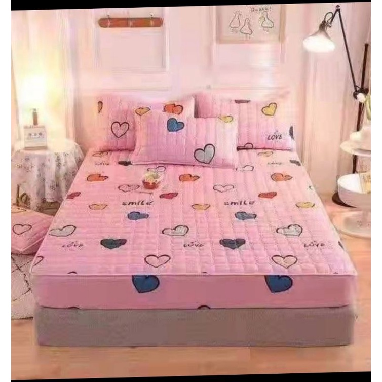 sprei sulthan waterproof ukuran 160x200cm motif karakter-Pink love