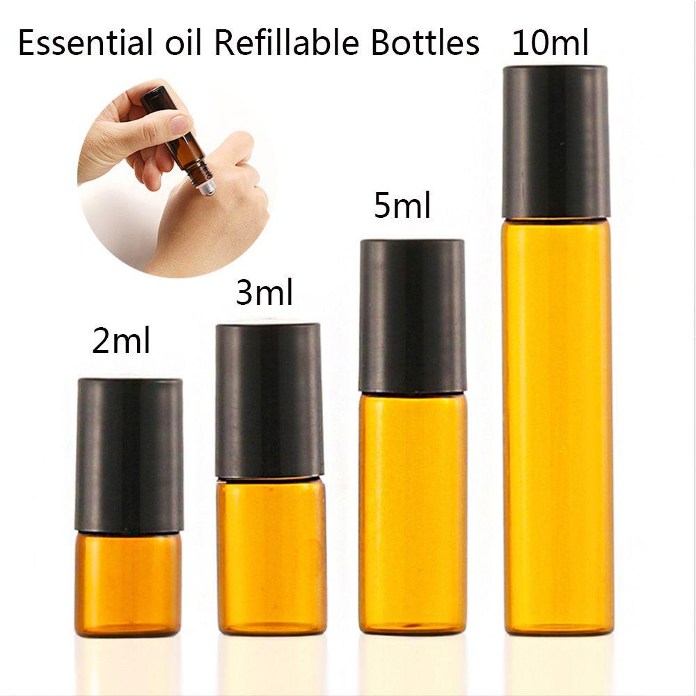 Rebuy Botol Isi Ulang 5Pcs /set Brown Bottle Essential Oil Reusable Vial