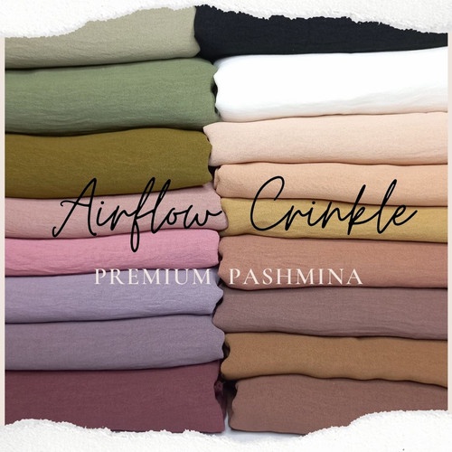 Pashmina Crinkle Airflow Premium Hijab Pashmina Anti Kusut Jilbab Pashmina Airflow Terbaru Pasar Hija'b