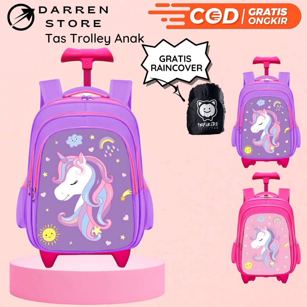 Darren store tas koper anak perempuan gambar timbul tas ransel anak perempuan sekolah sd