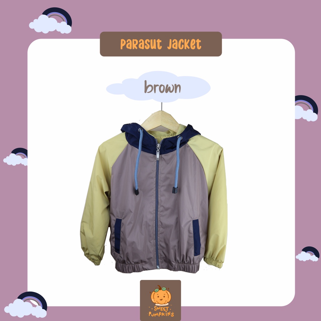 Sweet Pumpkins | Jaket Anak Anti Air Bahan Parasut Kids Windbreaker Jacket Perempuan Laki Laki Usia 