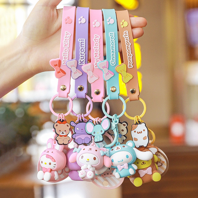 Gantungan Kunci Bentuk Kartun Cinnamon Melody Kuromi Hello Kitty Bahan Resin