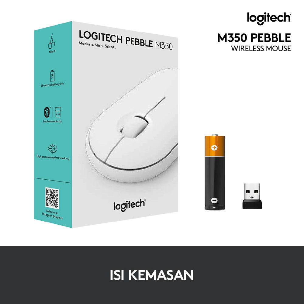 Logitech Peble M350 Silent Mouse Bluetooth + Wireless  Original