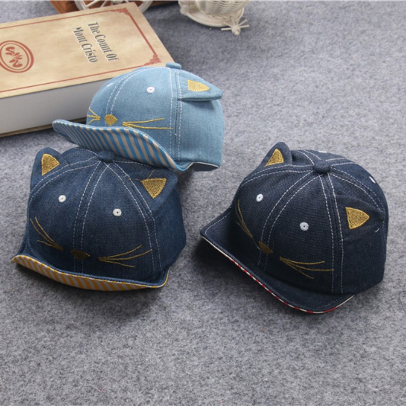 Aksesoris Fashion Bayi Topi  Baseball Bahan Denim Motif 