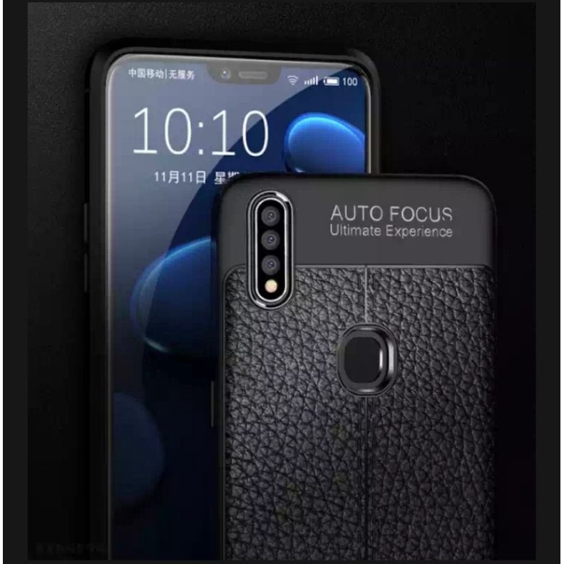 Case casing vivo y12/y12i/y15/y17 softcase Autofocus hitam kulit jeruk