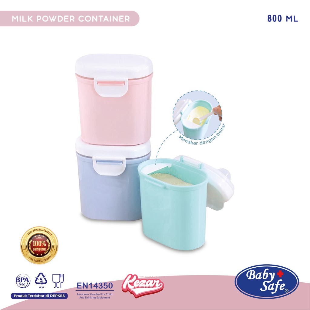 TEMPAT KOTAK PENYIMPANAN SUSU BUBUK BAYI BABY SAFE 800 ML | TOPLES SUSU BABY SAFE MC002