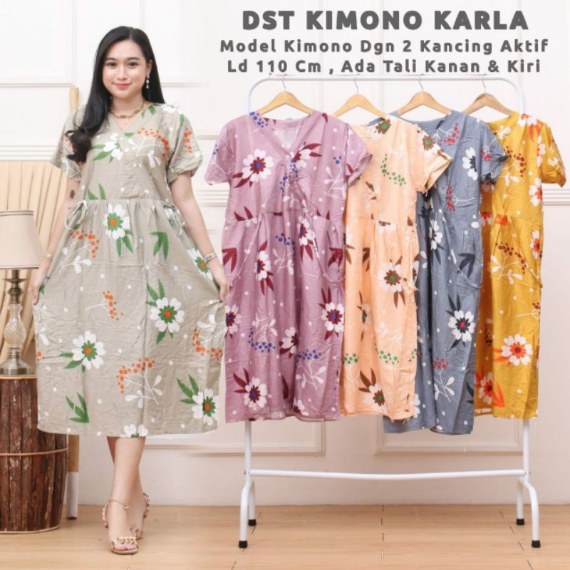 DASTER KIMONO LD 100-110 DADA KANCING TALI SAMPING BAHAN RAYON SANTUNG BERKUALITAS.