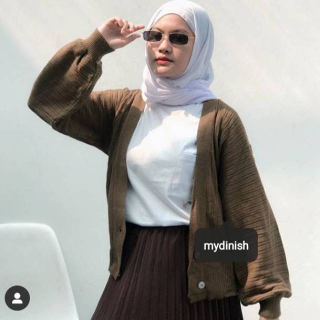 Syella puffy cardy - Kardigan Wanita Rajut Korean Style