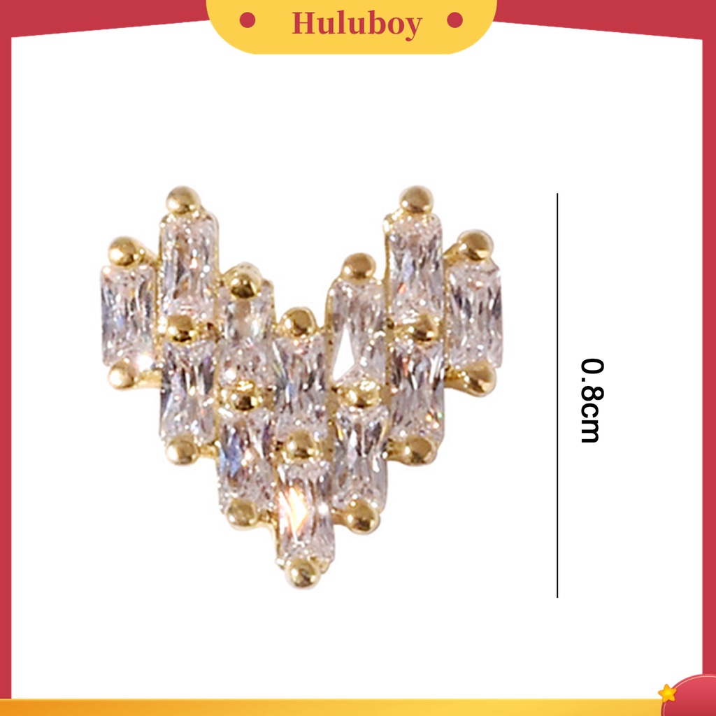 Huluboy Huluboy♡ 5 Pcs Dekorasi Kuku Bentuk Hati Bahan Cubic Zirconia Untuk Nail Art