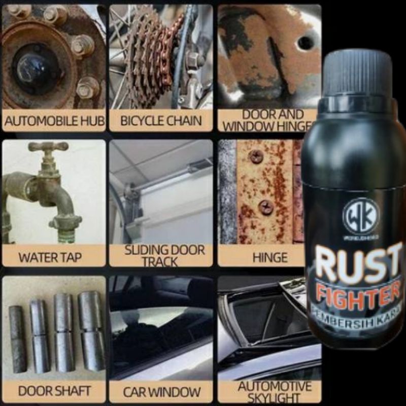 Rust Fighter 250 ml cairan anti karat penghilang Pembersih Karat permukaan Besi, Baja, Almunium, Stainless, Chrome