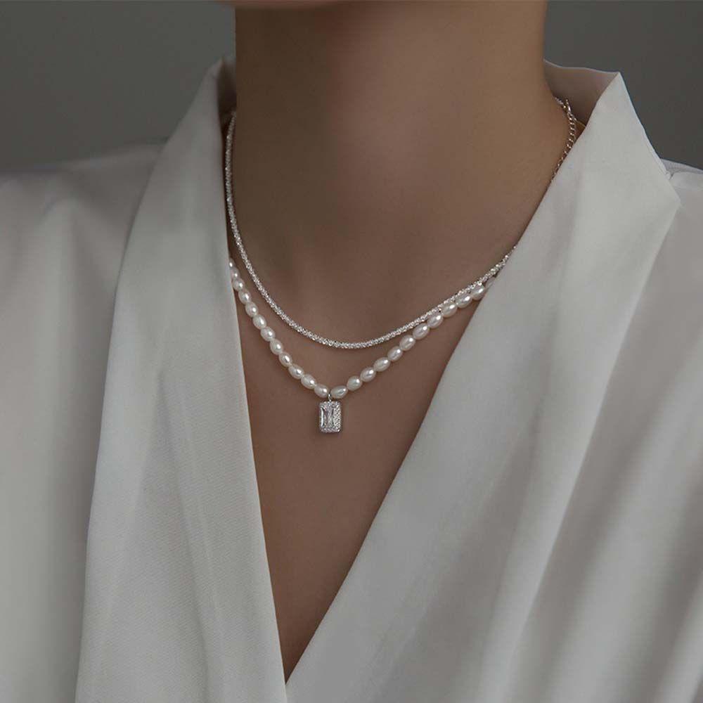 Needway Kalung Mutiara Fashion Memulihkan Zirkon Kalung Klavikula