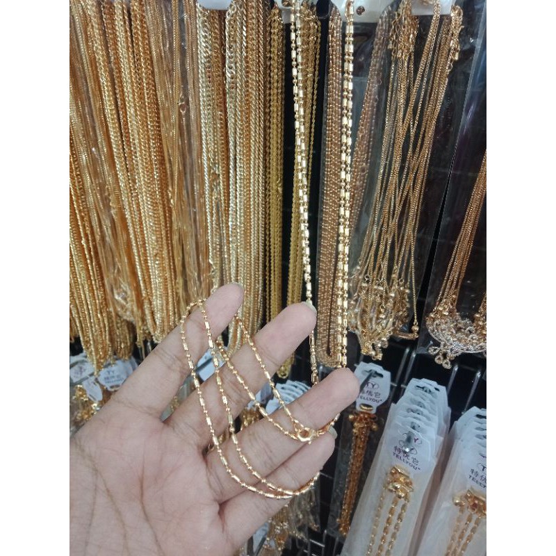 Kalung Biji Padi 45cm gold titanium