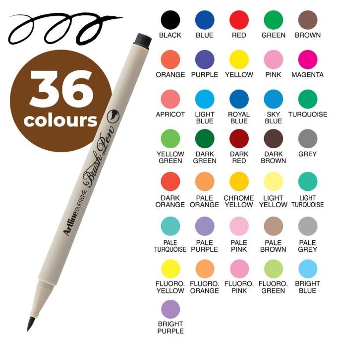 

ARTLINE SUPREME BRUSH PEN EPFS-F 36 COLOURS ---READY---