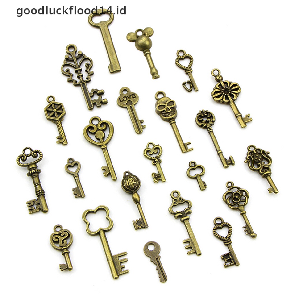 [OOID] 50PCS DIY Mixed Vintage Key Charms Pendant Steampunk Bronze Jewelry Findings ID