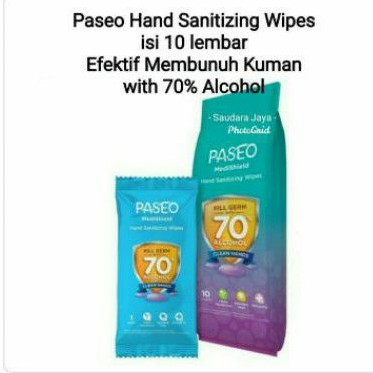 PASEO Medishield Hand Sanitizing Wipes isi 10 Travel Pack Antibacterial Tisu basah