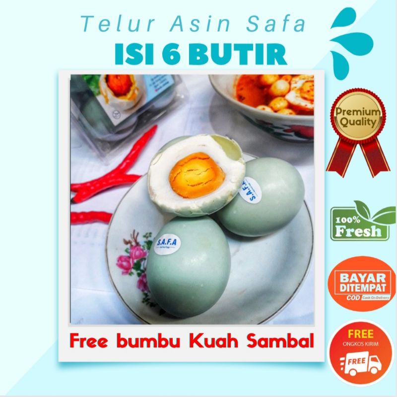 

(6 Butir) SAFA Telur Asin Pedas free Bumbu Kuah Sambal